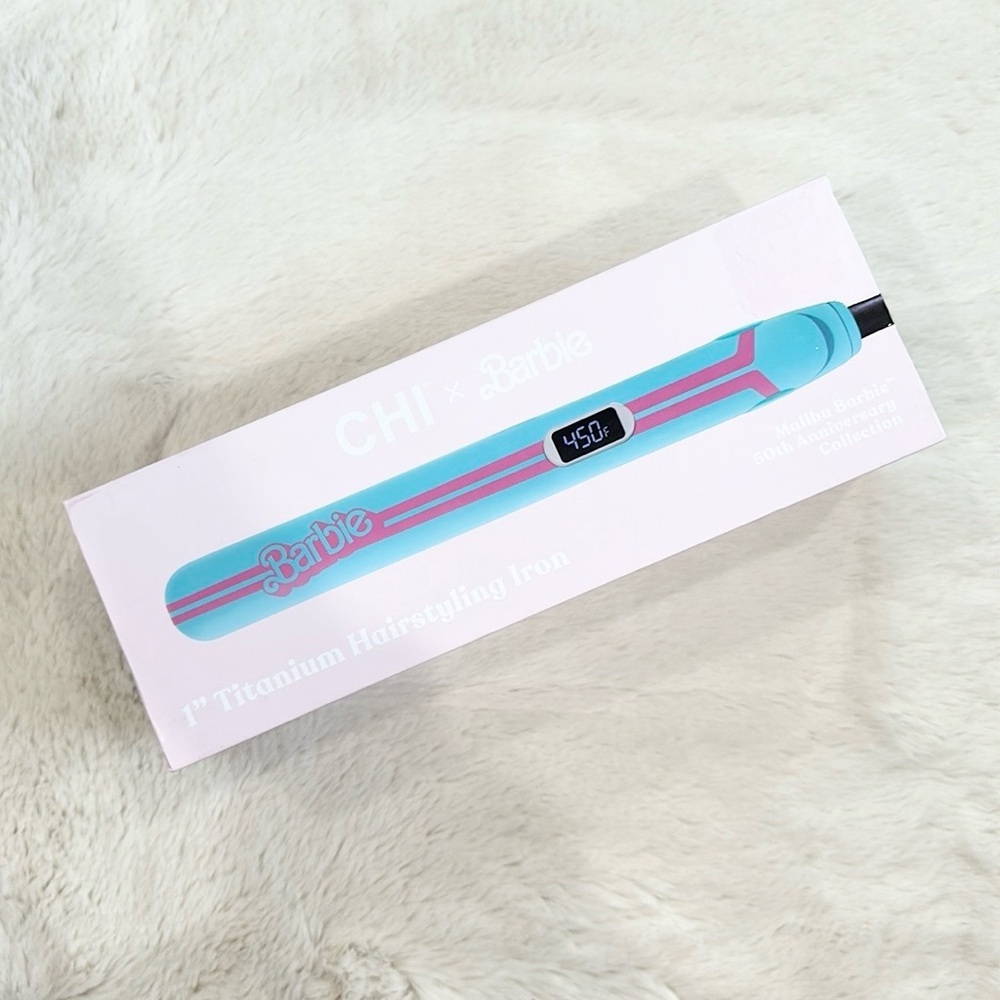 NIB CHI Malibu Barbie 50th Anniversary 1” Titanium Hairstyling Iron Blue Pink